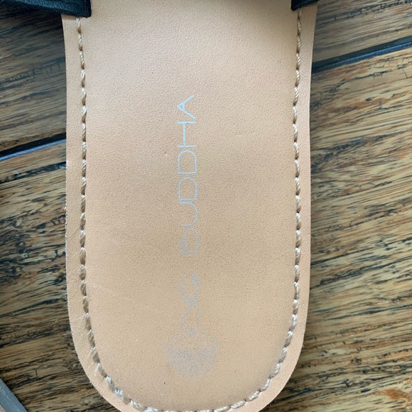 Black Faux Leather Open Slide Sandals - Picture 2 of 4